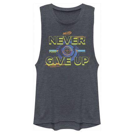 Hasbro Women's Never Give Up T-Shirt, Denim Blue Heather, X-Small