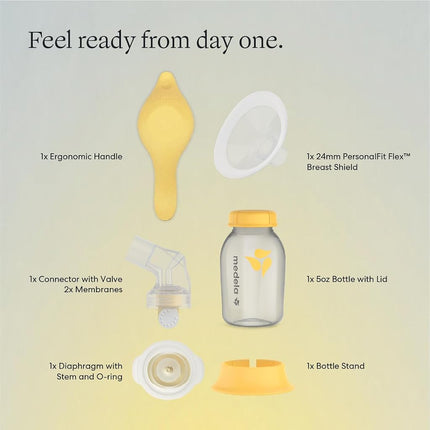 New Medela Harmony Manual Breast Pump, Single Hand Breastpump with Flex Breast Shields for More Comfort and Expressing More Milk