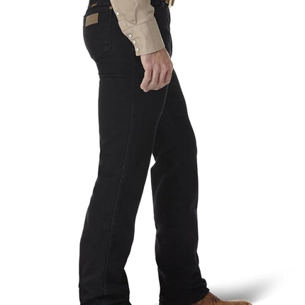 Wrangler Men's Cowboy Cut Slim Fit Stretch Boot Cut Jean, Black Stretch, 36W x 30L