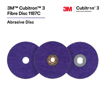 3M™ Cubitron™ 3 Fibre Disc 1187C, 60+, 4-1/2 in x 7/8 in, Die 450E, 25/Bag