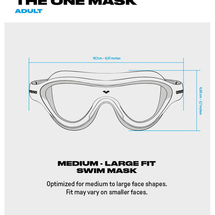 Arena Unisex Adult The One Swim Mask Fitness Swimming Goggles for Men and Women Large Fit Polycarbonate Mirror Lens, Blue/Blue Cosmo/Water