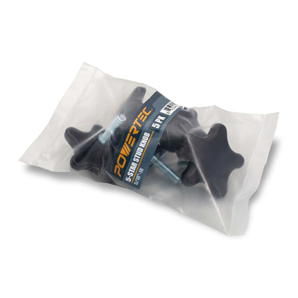 PowerTec QNB3007-P2 5-Star Stud Knob, 5/16"-18, 10 PK