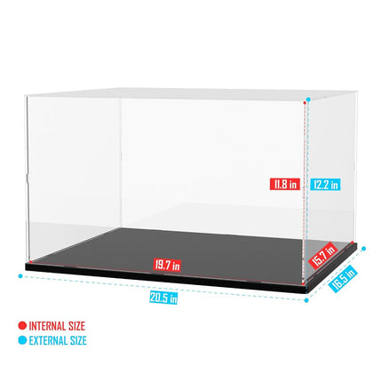 Choowin Acrylic Display Case for Lego 21330 21338 75574 Thickened Clear Acrylic Display Case for Large Collectibles Display Case for Action Figure Model Toy Assemble Dustproof Display Box(Black Base)
