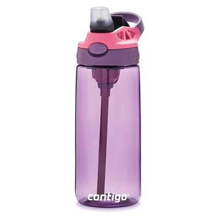 Contigo Aubrey Kids 20oz Cleanable Water Bottle with Silicone Straw, Spill-Proof Lid, Eggplant - Dishwasher Safe and Ideal for Everyday Use