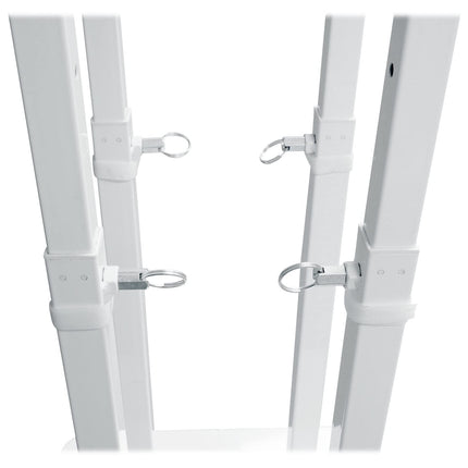 Soporte Tótem Plegable Portátil Rockville RTP-GO para DJ, Capacidad 132 lbs, Altura Ajustable 39-70 pulgadas, Faldas Negras/Blancas, Bolsa de Transporte, Gestión de Cables, para DJs Móviles e Iluminación de Eventos