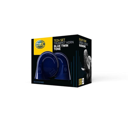 HELLA 012010801 Blue 12V BX Trumpet Horn Kit (Universal Fit)