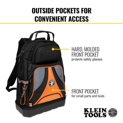 KLEIN TOOLS 55421BP-14 Tool Bag Backpack, Heavy Duty Tradesman Pro Tool Organizer/Tool Carrier with 39 Pockets and Molded Base