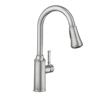 Moen 87801SRS Conneaut Grifo de cocina monomando extraíble con Reflex y Power Clean, acero inoxidable resistente a las manchas