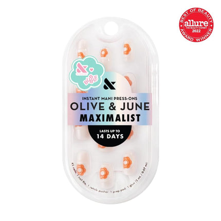 Olive & June Maximalist Instant Mani Press-On Nails (Glue) | 42 Fake Nails, 21 Sizes | Non-Toxic, Long-Lasting Big, Bold Gorgeous Realistic Look | Salon-Quality | Short, Round | Puffy Bubble Flowers