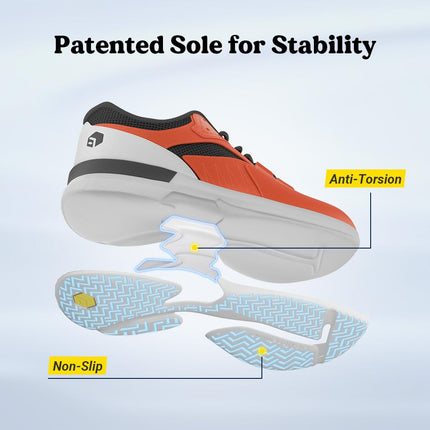 FitVille Men's Wide Tennis Shoes Comfortable Pickleball Shoes with Arch Support for Plantar Fasciitis Wide Feet Orange