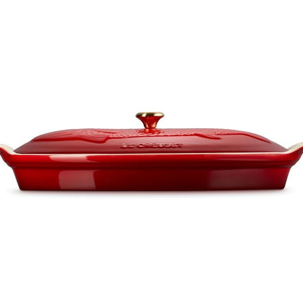 Le Creuset Stoneware Heritage Fish Baker, 1.7 qt., Cerise