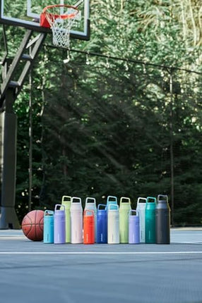 Botella de agua STANLEY IceFlow con asa de 50 oz | Tapa giratoria de boca ancha | Ligera y a prueba de fugas para viajes y deportes | Acero inoxidable aislado | Sin BPA | Lavanda