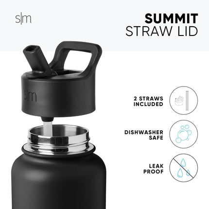 Simple Modern Water Bottle with Straw Lid Vacuum Insulated Stainless Steel Metal Bottles | Reusable Leak Proof BPA-Free Flask for Gym, Travel, Sports | Summit Collection | 22oz, Almond Birch