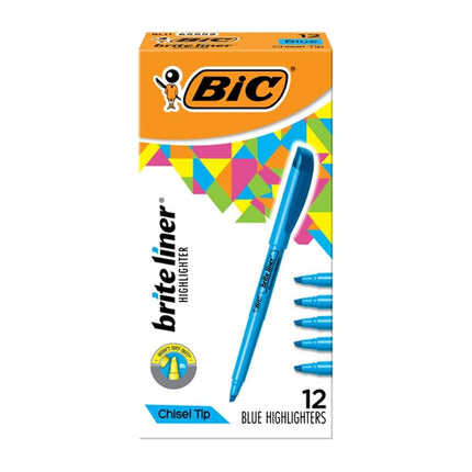 BIC - Brite Liner Highlighter, Chisel Tip, Fluorescent Blue Ink, 1 Dozen BL11-BE (12)