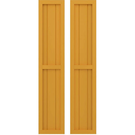 Ekena Millwork ARW101BF311X33TUH Americraft Three Exterior Real Wood Two Equal Panel Framed Board-n-Batten Shutters (Per Pair), 10 1/2"W x 33"H, Turmeric