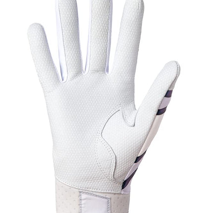 Mizuno F-257 Women's Softball Batting Glove, White-Iridescent, Large