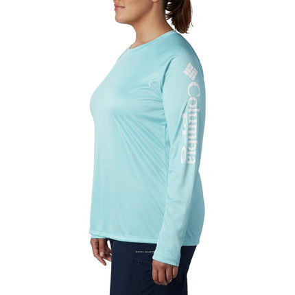 Columbia womens Tidal Tee Ii Long Sleeve, Clear Blue/White Logo, XXL