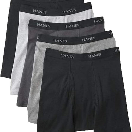 Hanes Men's 5-Pack FreshIQ Boxer Brief Black/Grey 