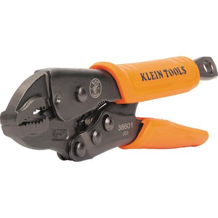 Klein Tools 38601 Curved Jaw Locking Pliers with Quick Release Handles, Intuitive Thumb Knob, High Torque, Mole Grips for Clamping and Gripping, 7-Inch