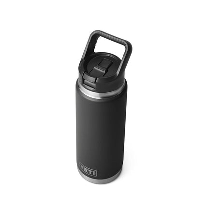 YETI Rambler 26 oz Bottle, Vacuum Insulated, Stainless Steel with Straw Cap, Black