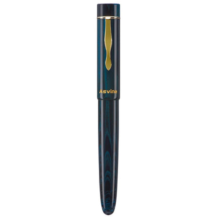 Asvine C2000 Germany Cumberland Ebonite Fountain Pen #8 Fine Nib, Large Handcraft Pen with Converter Pen Box Collection Set- Blue