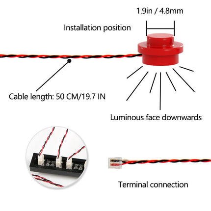 TEDDOO 14PCS LED Lights 1X1 Circular Dot Compatible with Lego Building City Model Set Block Accessories Lighting Kit Toys(Red)