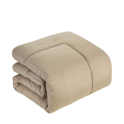 Couette en microfibre alternative au duvet, toutes saisons, chaleur douillette et grand gonflant, garnissage en microfibre, pour lit Queen size, taupe