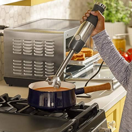 GE Immersion Hand Blender, 500 Watt High-Performance, 3-in-1 with Blend & Chop, Whisk & Chopping Jar Attachments, Dual Speed Immersion for Easy One-Handed Operation, Stainless Steel, G8H1AASSPSS