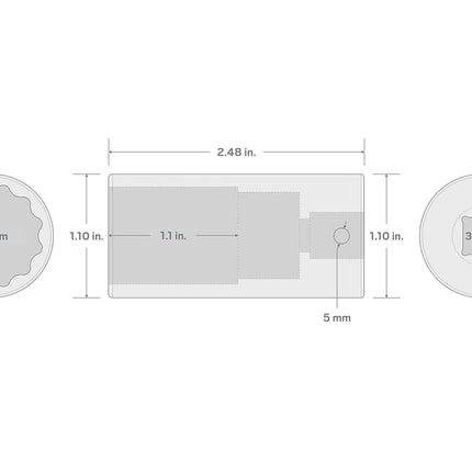 TEKTON 3/8 Inch Drive x 21 mm Deep 12-Point Impact Socket | SID13321