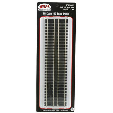 HO Code 100 9" Straight Snap Track (6)