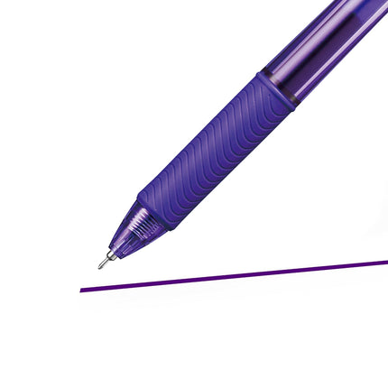 Pentel 0.5mm EnerGel-X Retractable Liquid Gel Pen with Needle Tip and Violet Ink, Box of 12 (BLN105-V)