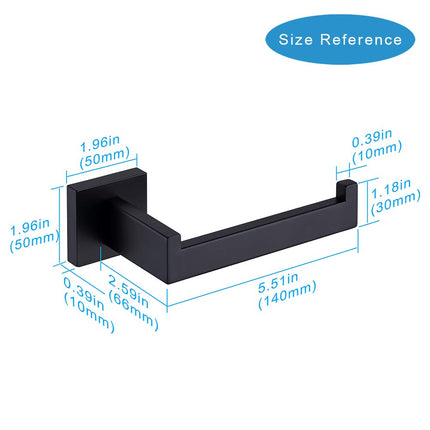 TASTOS Toilet Paper Holder Matte Black, Toilet Tissue Roll Holders Dispenser and Hangers Wall Mounted for Bathroom & Kitchen, Stainless Steel Modern Square Style 2 Pack