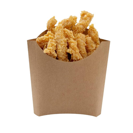 Bio Tek 4.5 x 3.2 x 3.9 Inch French Fry Cup, 100 Disposable Snack Cups - Stackable, Sustainable, Kraft Paper 3 Ounce Fry Holder, for Fries, Onion Rings, Popcorn, or Cookies - Restaurantware