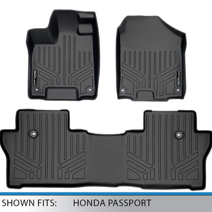 MAXLINER Custom Fit Floor Mats 2 Row Liner Set Black for 2019-2021 Honda Passport