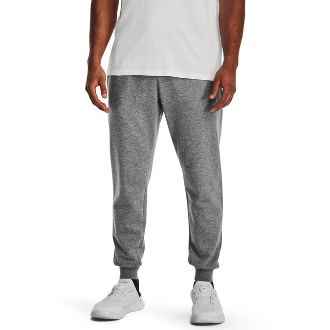 Pantalones Deportivos de Felpa Rival para Hombre de Under Armour, (012) Pitch Gray Full Heather / White, Talla Mediana