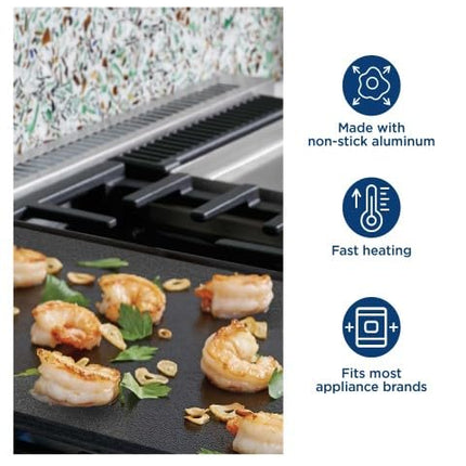 GE Appliances WB31X49806 Cast Iron Griddle, PFAS-Free, Pre-Seasoned, Heavy-Duty Nonstick, Fits Center Oval Burner on Select GE Appliances Gas Ranges, Even Heat, Easy Cleanup