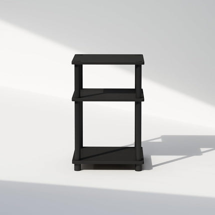 Furinno JUST Night Stand, 3-Tier Turn-N-Tube Nightstand, Toolless Bedside Table, End Table, Side Table with Open Storage for Bedroom, Living Room, Americano
