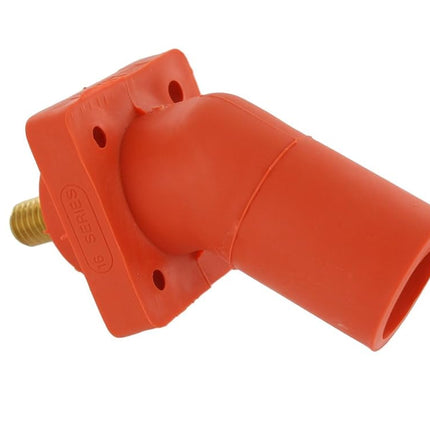 Leviton 16R29-UO, receptáculo de panel con nariz cónica, macho, 45°, tipo leva con terminación de espárrago roscado, naranja