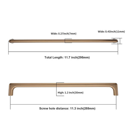 Asidrama 6 Pack 11.3 Inch(288mm) Champagne Bronze Cabinet Pulls Cabinet Handles Cupboard Handles Kitchen Cabinet Hardware for Cupboard Drawer Pulls