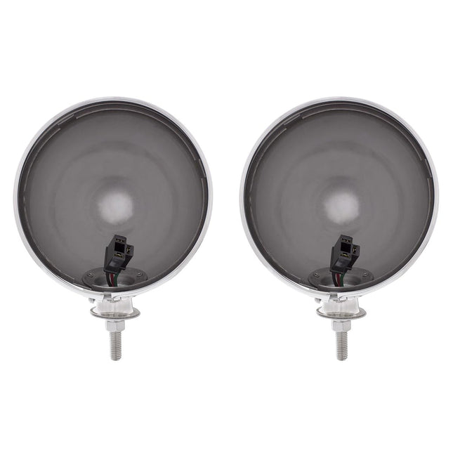 Pair (2) Dietz 7" Chrome Head Light Buckets Wired Assembly Bullet