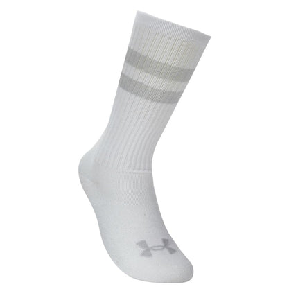 Under Armour Calcetines Unisex Essential 6pk Crew, Calcetines de Gimnasio Ultradelgados y Ligeros, Calcetines Crew con Soporte de Arco y Tecnología de Control de Olores, White/White/Halo Gray, MD