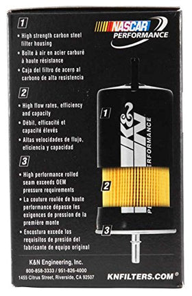 K&N Gasoline Fuel Filter: High Performance Fuel Filter, Premium Engine Protection, Compatible with 1988-2004 Honda/Acura Fuel Injected Gasoline Engines, PF-1200