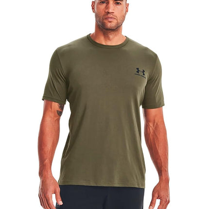 Under Armour Mens Left Chest Logo T-Shirt - Green/Black/Black - LG
