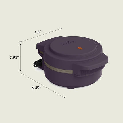bella Snack-n-Store Mini Waffle Maker, EverGood� Ceramic Nonstick Coating, Cord Wrap, Ready Indicator Light & Cool Touch Handles, Stackable Design & Customizable Plates, 350 Watt, Plum