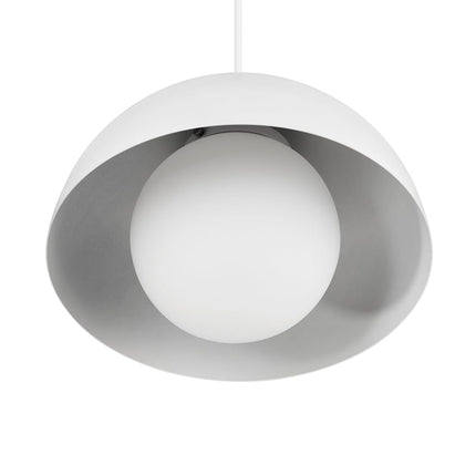 Globe Electric Amelia 1-Light Plug-in Pendant Lighting, Matte White, White Glass Shade