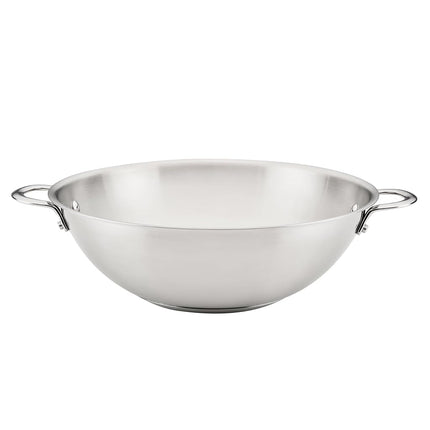 Rachael Ray Sartén Wok/Saltear Profesional de Acero Inoxidable, Compatible con Todas las Encimeras, Apto para Inducción, Apto para Lavavajillas y Utensilios Metálicos, 35.5 cm - Acero Inoxidable
