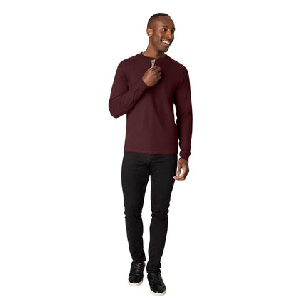 Hanes Men's T-Shirts, Men's BeefyT Henley Shirts, Men's Cotton Long Sleeve Shirts, Mulled Berry, XXL