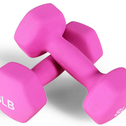 Fitvids Neoprene Dumbbell Hand Weights, Anti-Slip, Anti-roll, Hex Shape Colorful, 8-Pound, Pair