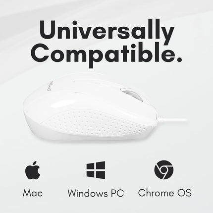 Macally USB Wired Mouse with 3 Button, Scroll Wheel, & 5 Foot Long Cord, USB Mouse for Laptop and Desktop, Computer Mouse Wired Compatible with Apple MacBook, iMac, Mac mini, Windows PC, & Chromebook