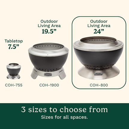 Cuisinart 24” Cleanburn Smokeless Fire Pit with Removable Ash Pan, Portable Outdoor Wood Burning Fireplace, Easy Assembly and Cleanup, Stainless Steel (COH-800C)